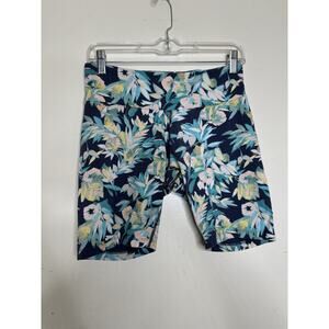 Columbia Woman’s Medium Floral Bike Shorts Back Pocket Stretch Blue